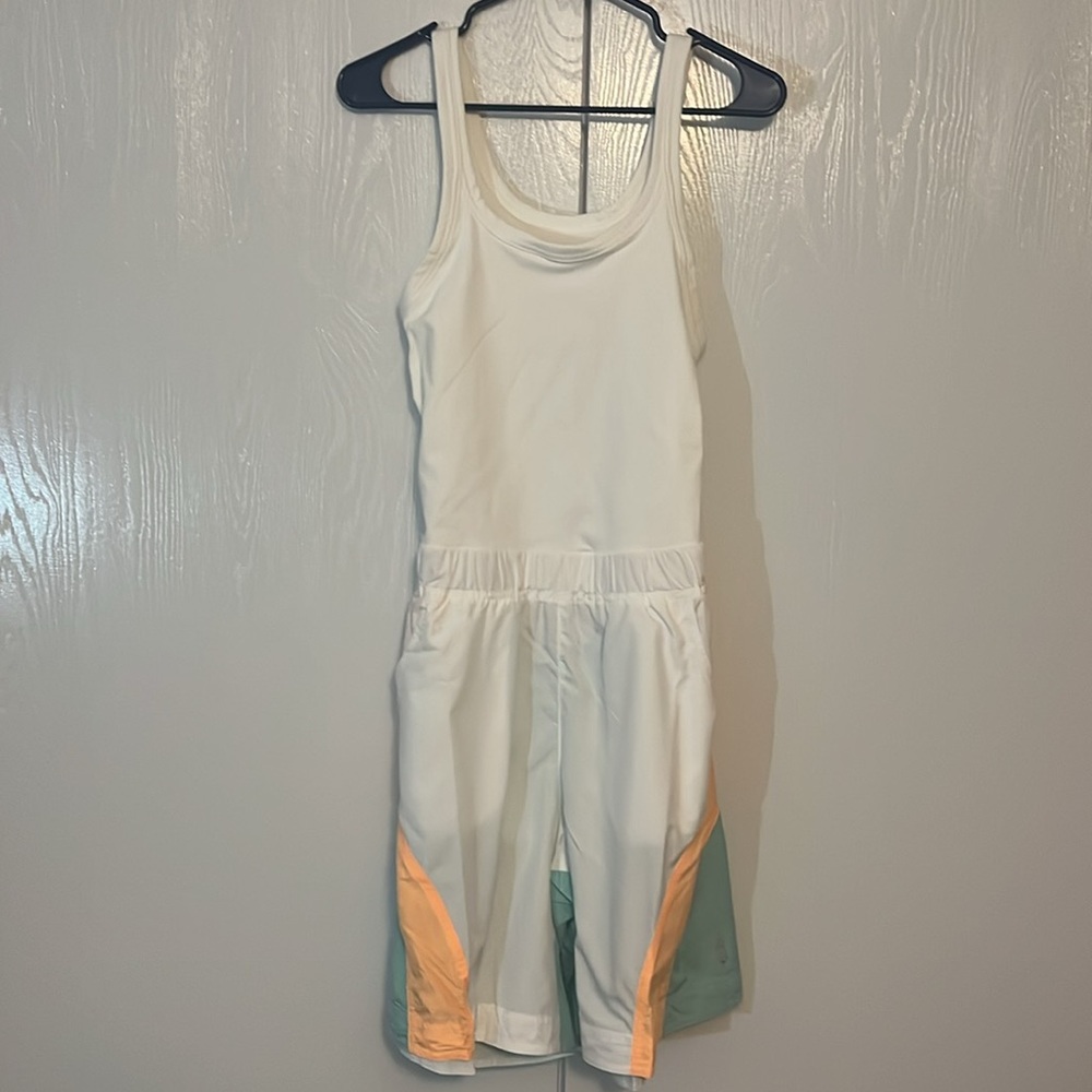 FP Movement by Free People Double Bounce Jumpsuit - White, Orange, Teal - Picture 8 of 10